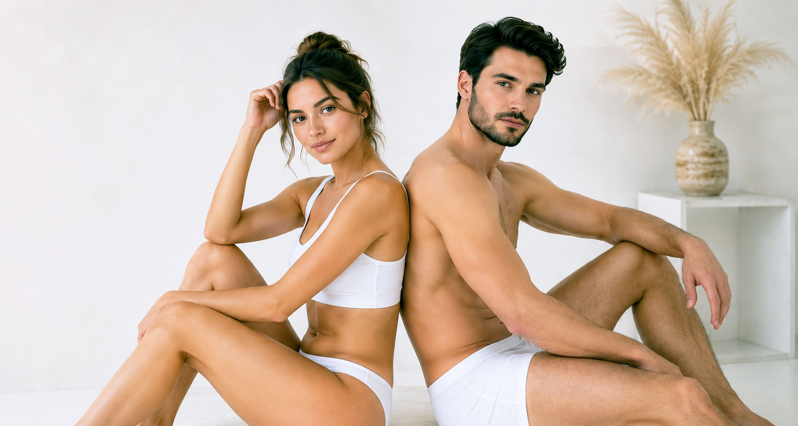 Couple homme femme assis dos à dos